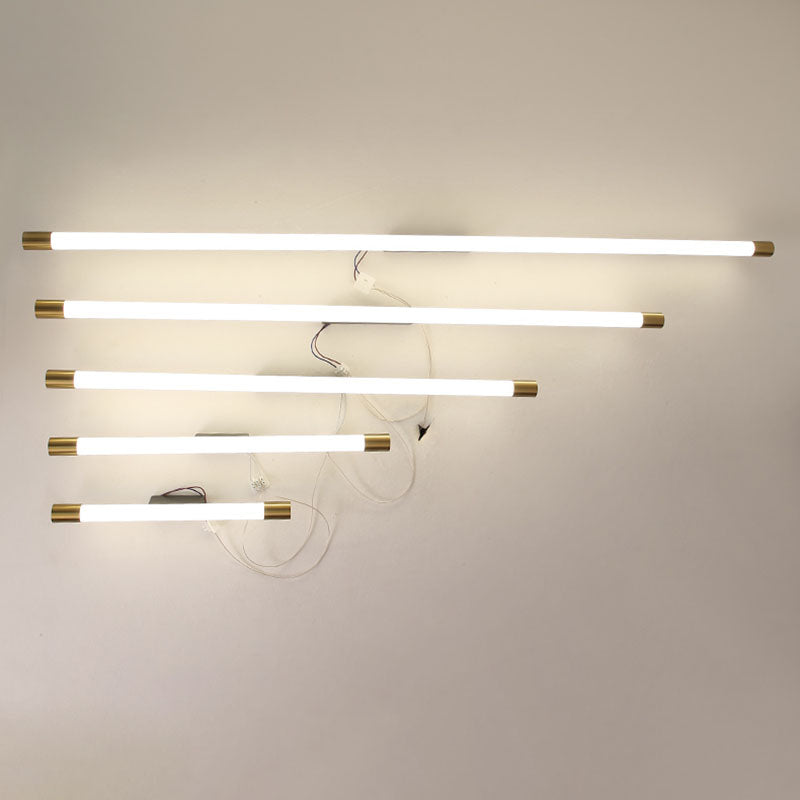 Gold Acrylic Contemporary Wall Sconce 1-Light Linear Wall Mounted Lighting for Bathroom