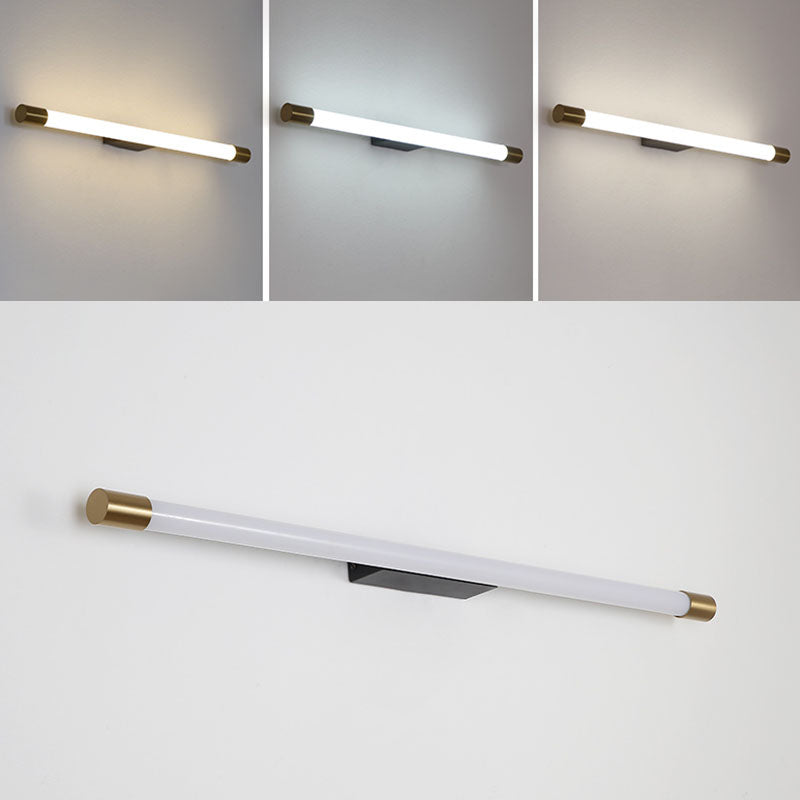 Gold Acrylic Contemporary Wall Sconce 1-Light Linear Wall Mounted Lighting for Bathroom