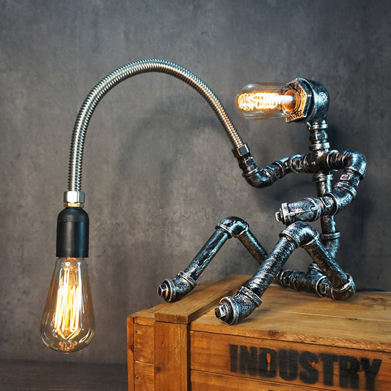 Metall Roboter Nacht Lampe Industrial Steampunk Style 1-Licht Schlafzimmer Tischlicht