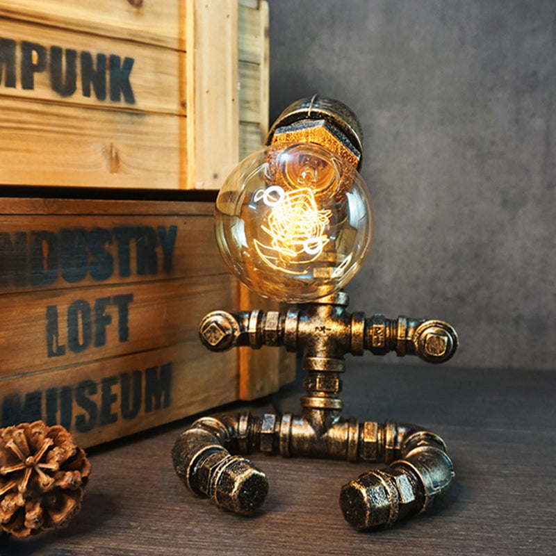 Metall Roboter Nacht Lampe Industrial Steampunk Style 1-Licht Schlafzimmer Tischlicht