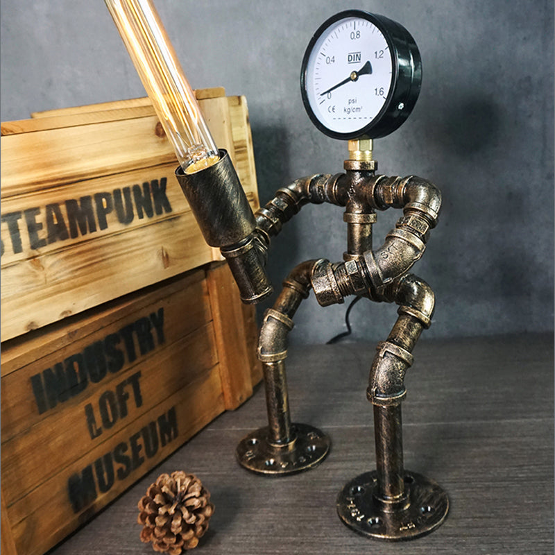 Metall Roboter Nacht Lampe Industrial Steampunk Style 1-Licht Schlafzimmer Tischlicht