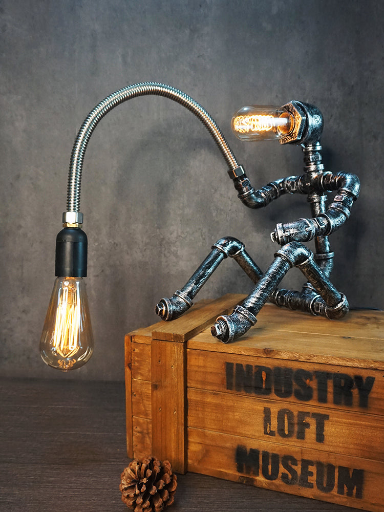 Metall Roboter Nacht Lampe Industrial Steampunk Style 1-Licht Schlafzimmer Tischlicht