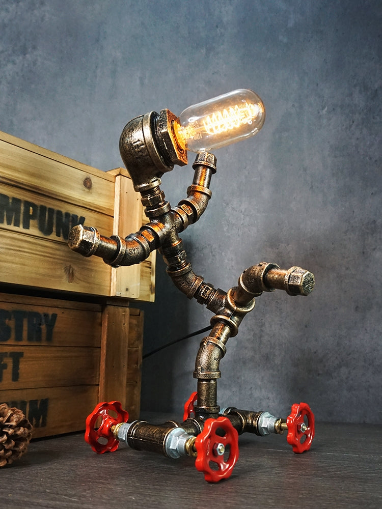 Metall Roboter Nacht Lampe Industrial Steampunk Style 1-Licht Schlafzimmer Tischlicht