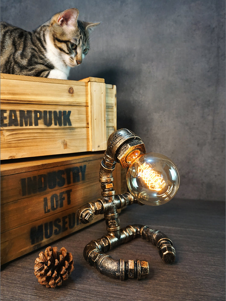 Metall Roboter Nacht Lampe Industrial Steampunk Style 1-Licht Schlafzimmer Tischlicht