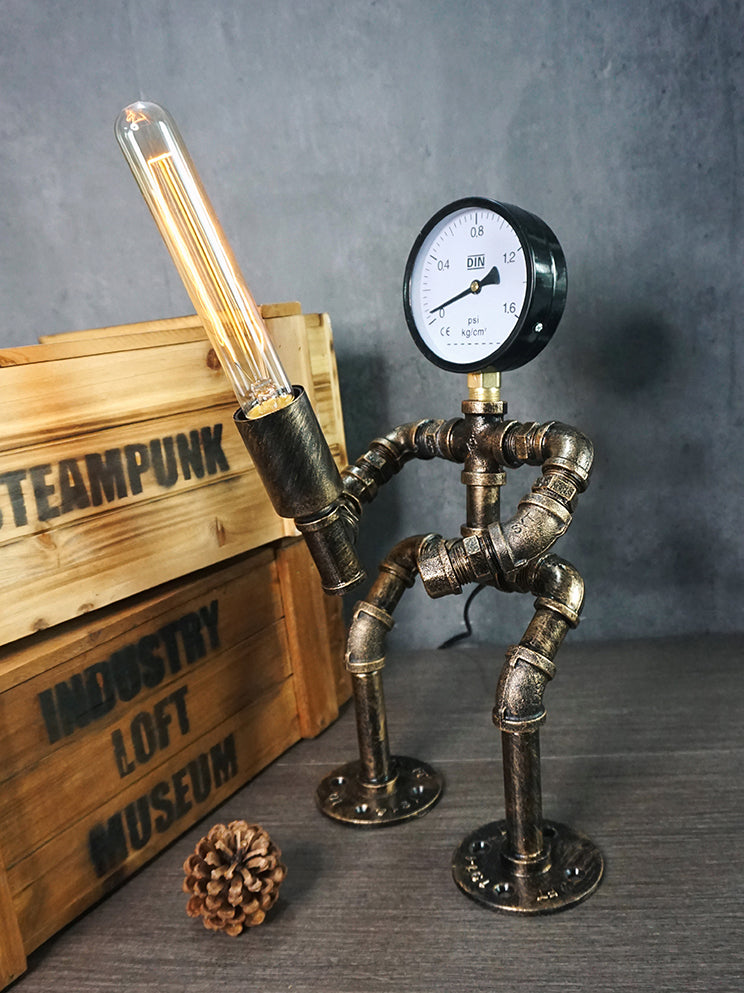 Metall Roboter Nacht Lampe Industrial Steampunk Style 1-Licht Schlafzimmer Tischlicht