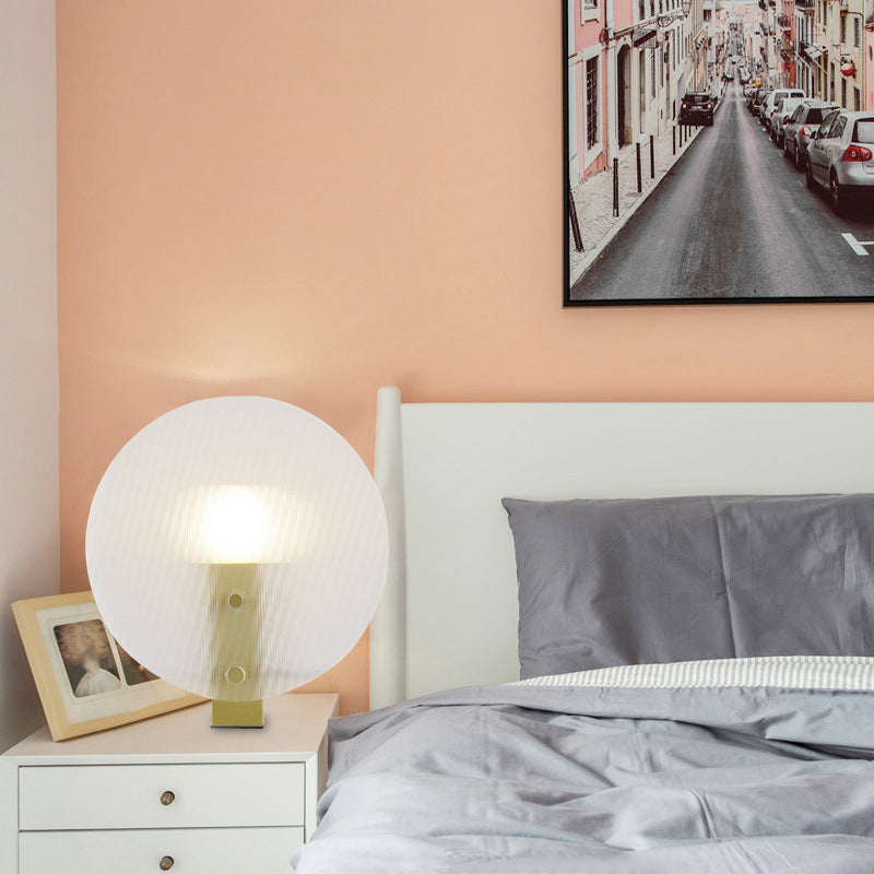 Lámpara de mesa en forma de disco posmoderna de vidrio texturizado led noche luz