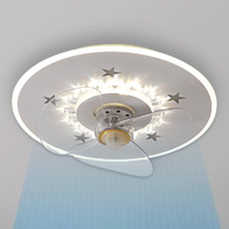 White Star Ceiling Fan Lamp Nordic LED Metal Semi Flush Mount Light for Bedroom