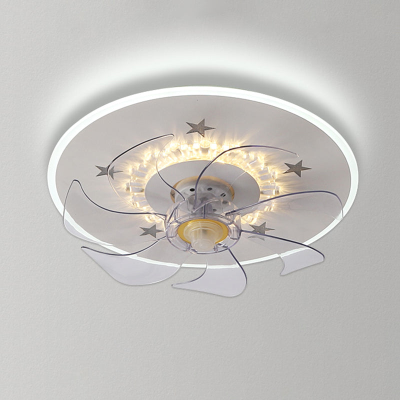 Lámpara de ventilador de techo de estrella blanco LED Nordic LED Semi Flush Mount para dormitorio