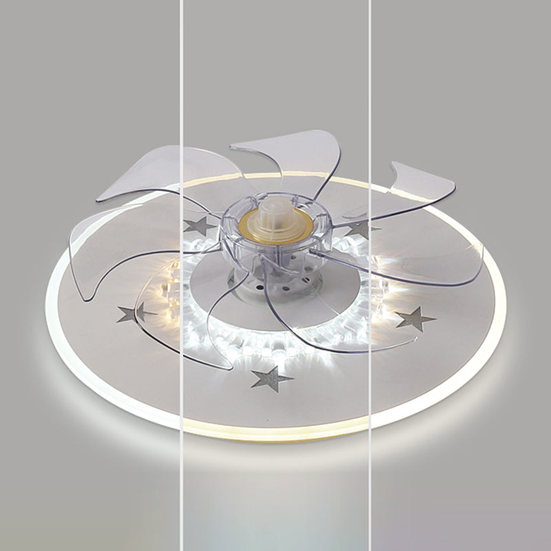 Lámpara de ventilador de techo de estrella blanco LED Nordic LED Semi Flush Mount para dormitorio