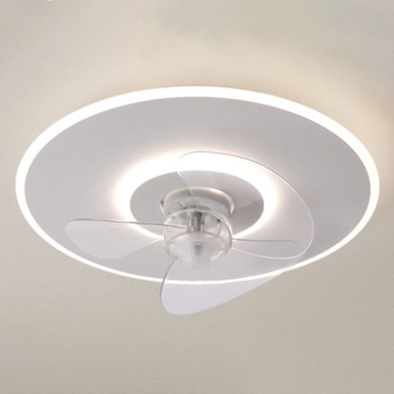 Macaron Round Flush Mount Ceiling Fan Lamp Acrylic Bedroom LED Semi Flush Light Fixture