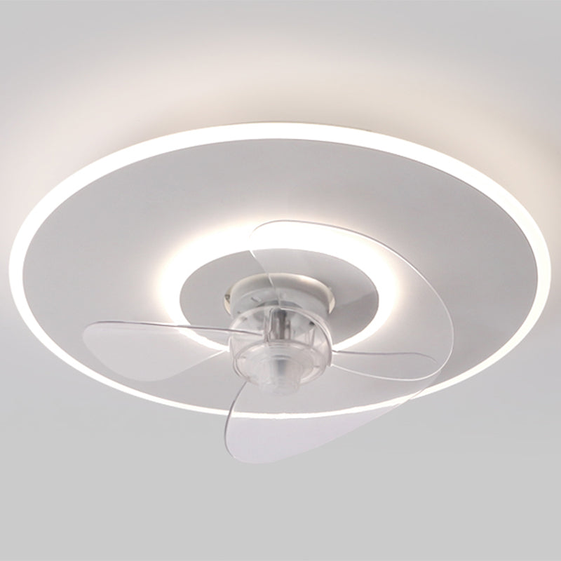 Macaron Round Flush Mount Ceiling Fan Lamp Acrylic Bedroom LED Semi Flush Light Fixture