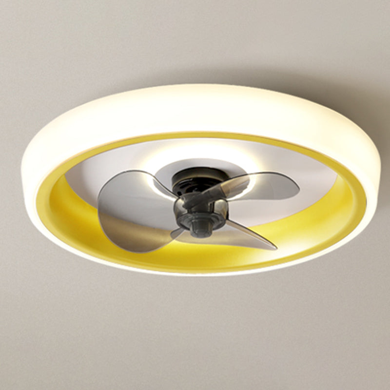 Remoto Control LED circolare ventilatore a soffitto macaron camera da letto acrilico semifulto lampada a montaggio