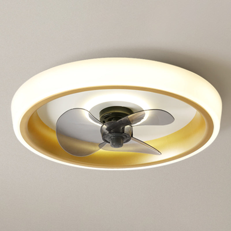 Remoto Control LED circolare ventilatore a soffitto macaron camera da letto acrilico semifulto lampada a montaggio