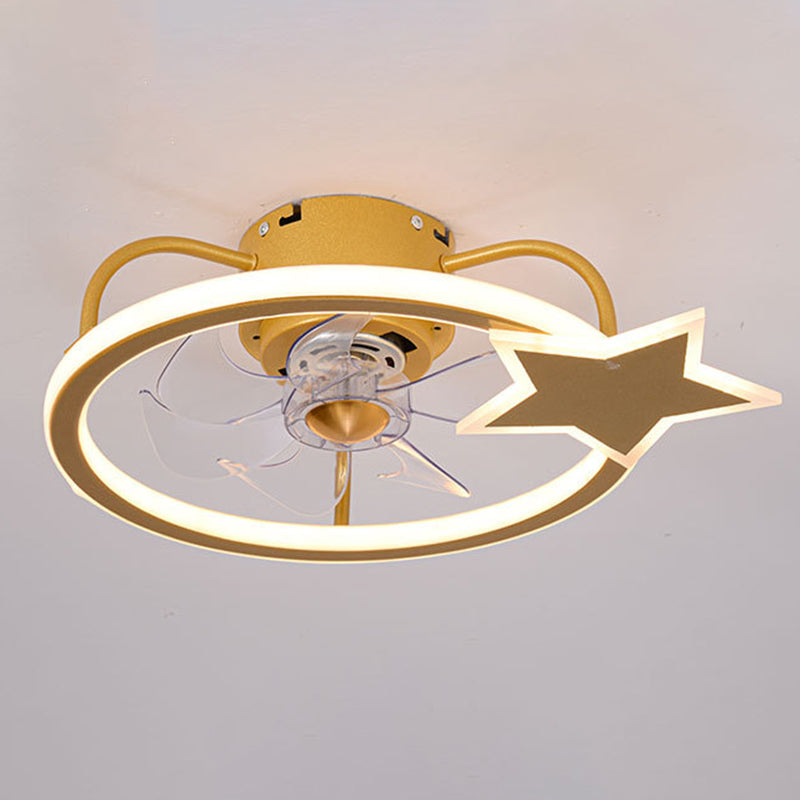 Luce ventilatore a soffitto circolare semi -lampada a LED a filo cartone animato con ombra acrilica per stanza dei bambini