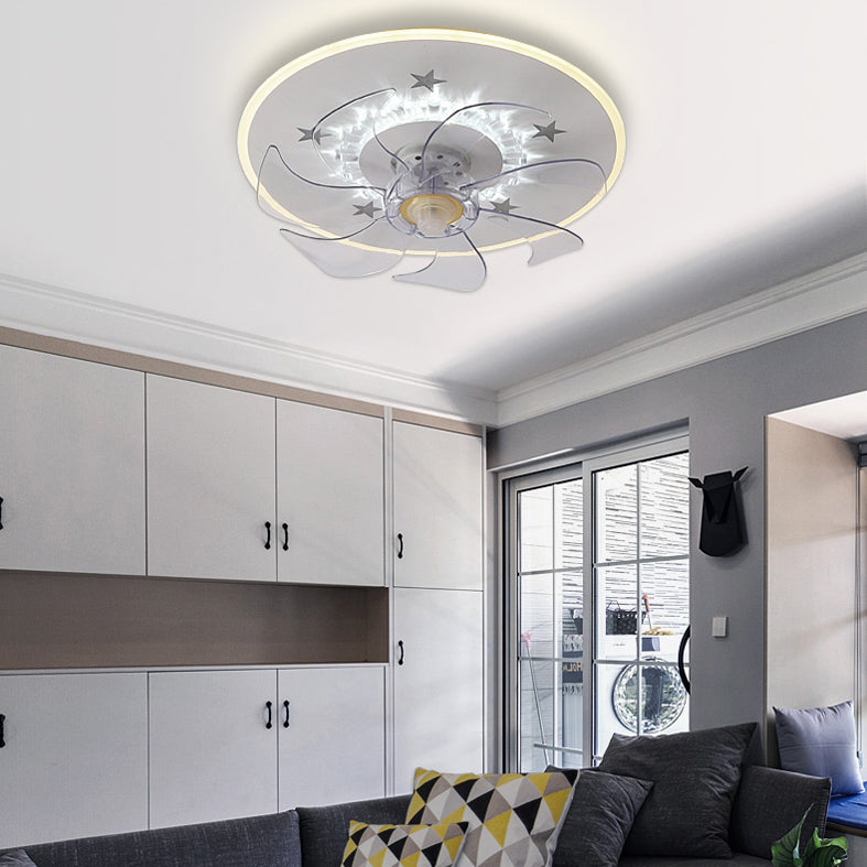 Lámpara de ventilador de techo de estrella blanco LED Nordic LED Semi Flush Mount para dormitorio