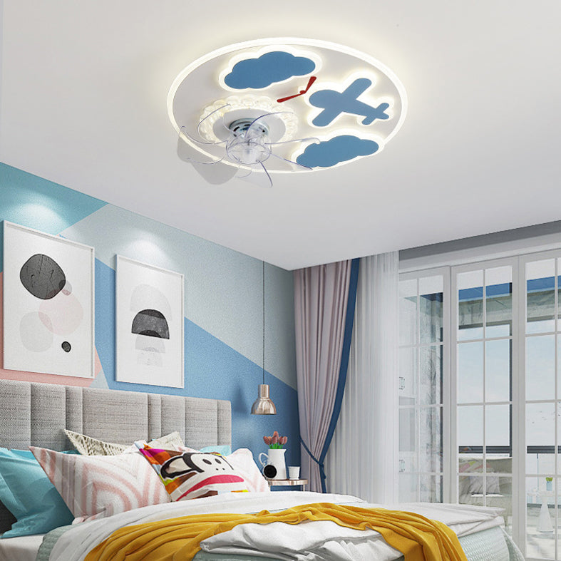 Carton nuage ventilateur de plafond lumière plafond acrylic kid room LED semi flush Mount Light