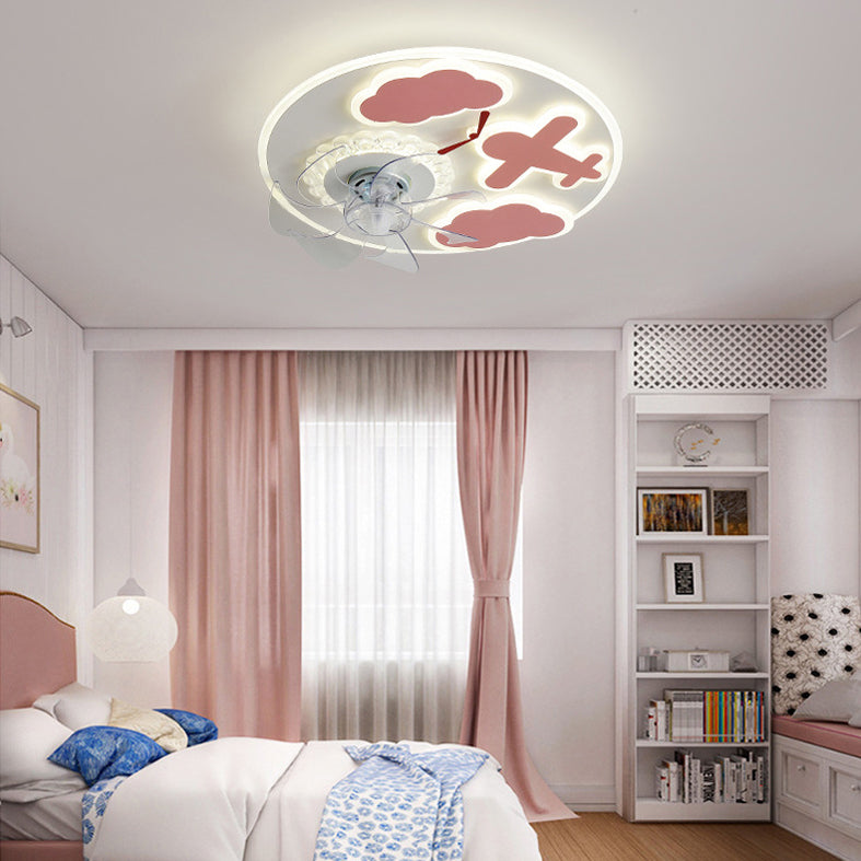 Carton nuage ventilateur de plafond lumière plafond acrylic kid room LED semi flush Mount Light