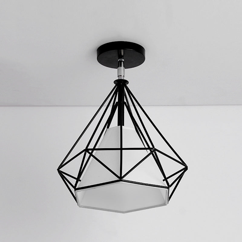 Diamond Metal Semi Flush Mount Lighting Loft Gang Semi Flush Deckenleuchte in Schwarz