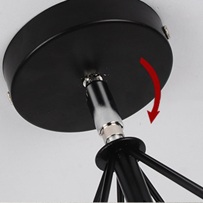 Diamond Metal Semi Flush Mount Lighting Loft Aisle Semi Flush Ceiling Light in Black