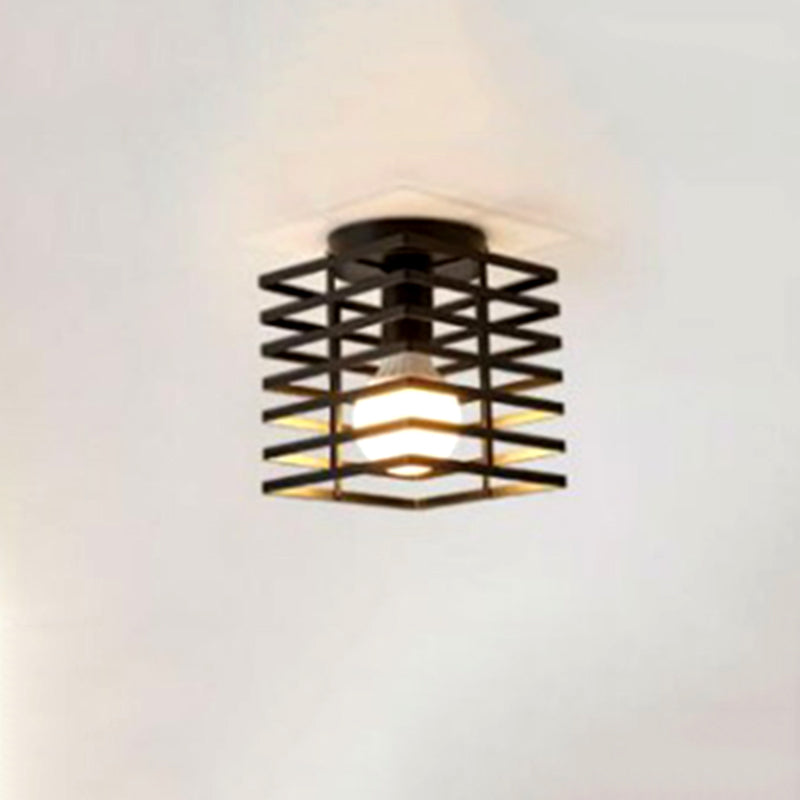 Metal Ceiling Mounted Light Industrial Black Squared Aisle Ceiling Light Fixture