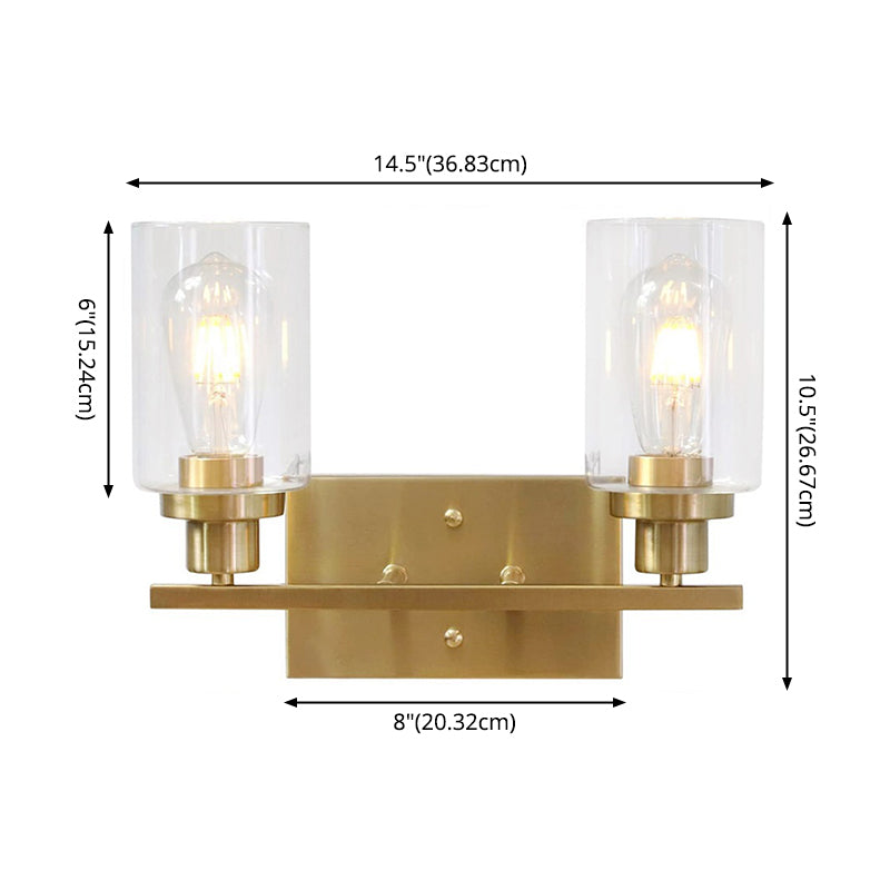 Industrial Simplicity Cylinder Vanity Sconce Lights Glass Wall Mount Light Fixture for Bathroom