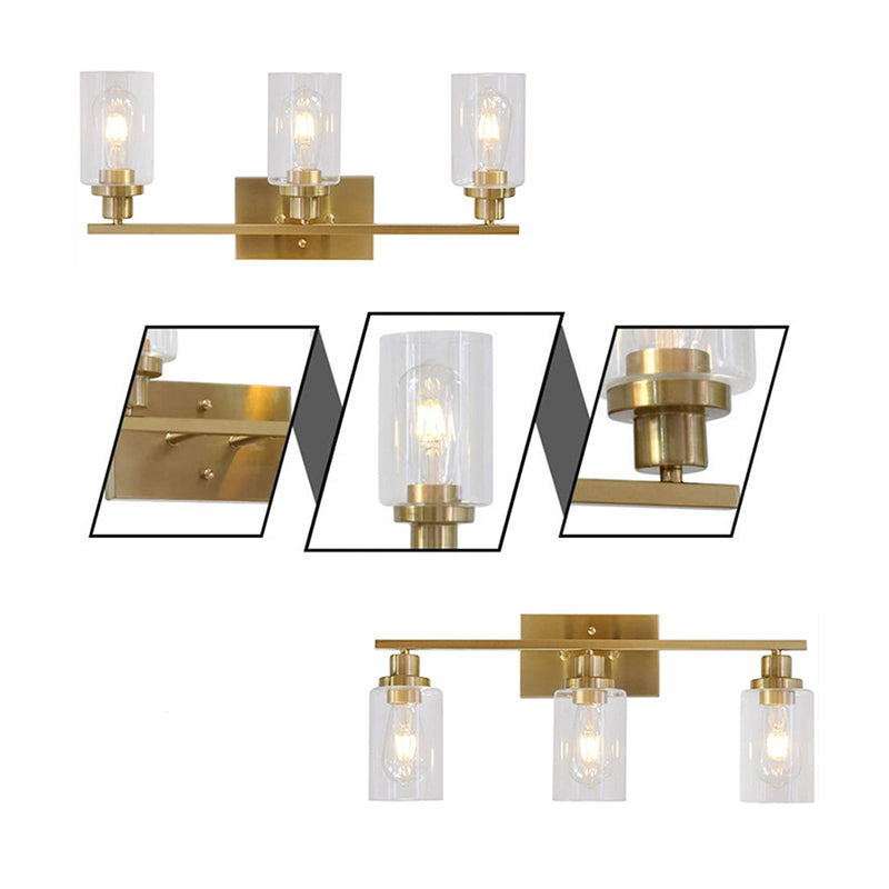 Industrial Simplicity Cylinder Vanity Sconce Lights Glass Wall Mount Light Fixture for Bathroom