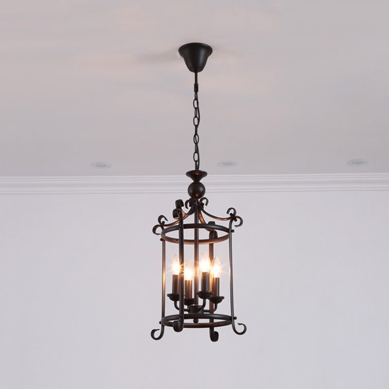 Black Chandelier Hanging Light Fixture Retro Metal Lantern Chandelier Hanging Light Fixture