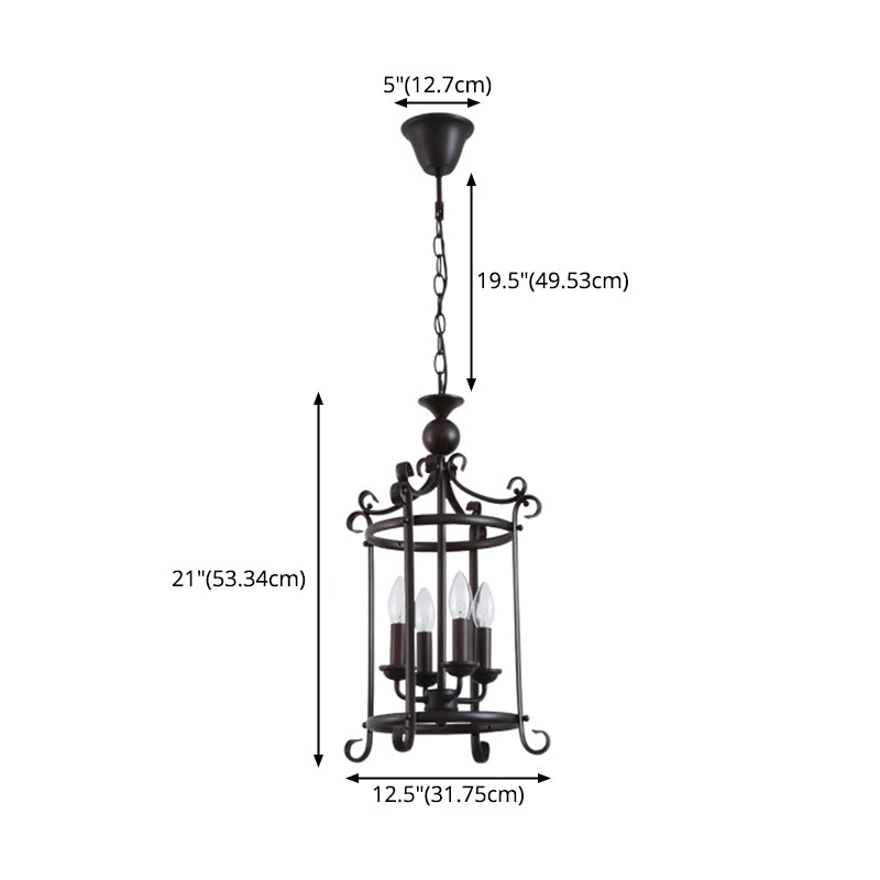 Black Chandelier Hanging Light Fixture Retro Metal Lantern Chandelier Hanging Light Fixture