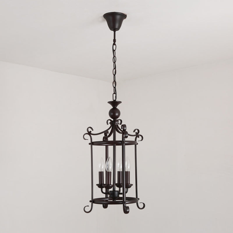 Black Chandelier Hanging Light Fixture Retro Metal Lantern Chandelier Hanging Light Fixture