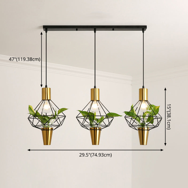 Metalldecke Anhänger Leichtes Loft-Gold Geometrischer Esszimmer Hängende Leuchte