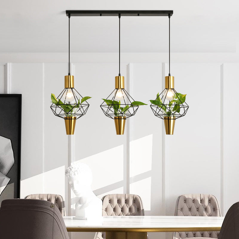 Metalen plafond hanglamp lichte loft-stijl gouden geometrische eetkamer hangende verlichtingsarmatuur hangen