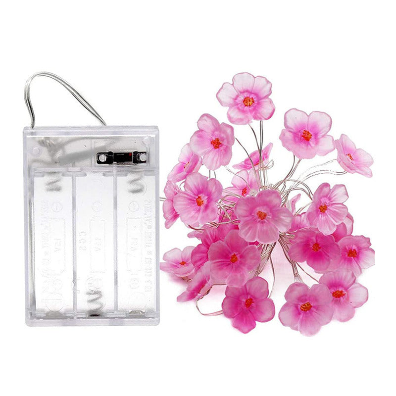 Peach Blossom Plastic String Lamp Modern Style Battery LED Festive Light for Courtyard