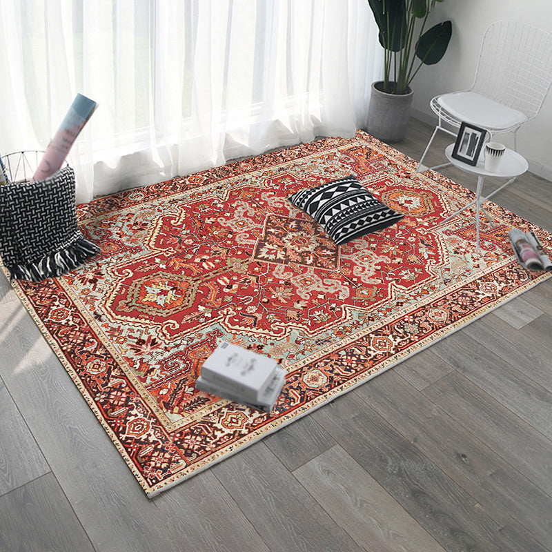 Victorian European Flower Area Rug Multicolor Polyester Carpet Washable Area Carpet for Living Room