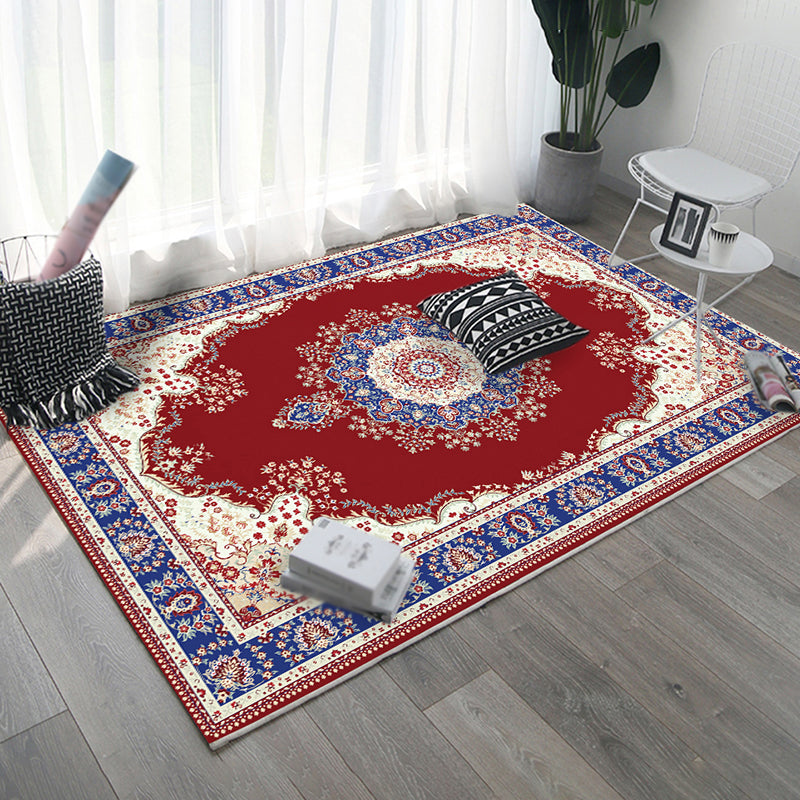 Victorian European Flower Area Rug Multicolor Polyester Carpet Washable Area Carpet for Living Room