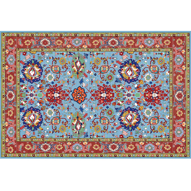 Multicolor Victorian Indoor Rug Polyester Floral Print Carpet Non-Slip Backing Rug for Home Decor