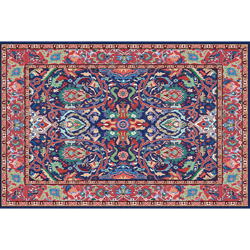 Multicolor Victorian Indoor Rug Polyester Floral Print Carpet Non-Slip Backing Rug for Home Decor