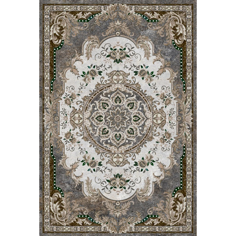 Luxury European Printed Rug Multicolor Polyester Area Carpet Non-Slip Backing Rug for Living Room