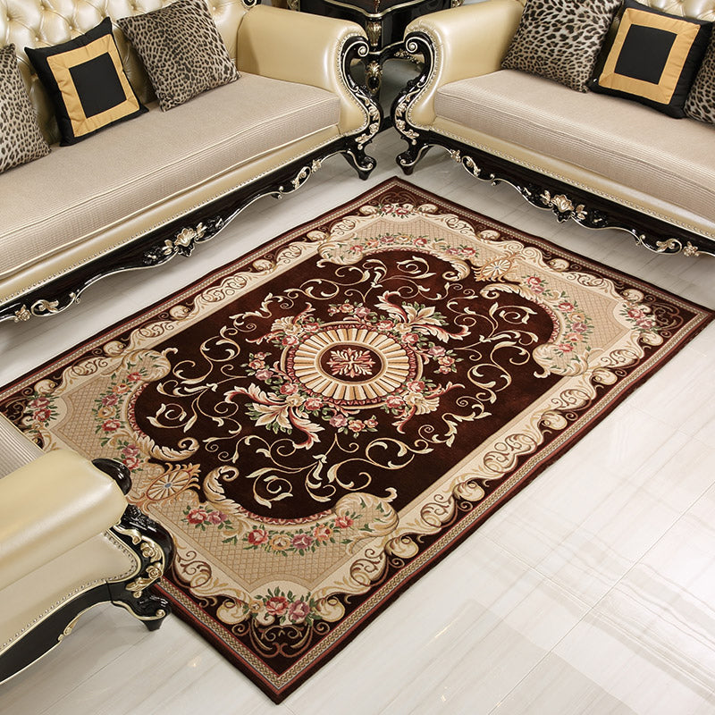 Solid Color Luxury Area Carpet Polyester Concentric Circle Indoor Rug Easy Care Carpet for Bedroom