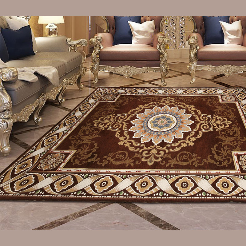 Solid Color Luxury Area Carpet Polyester Concentric Circle Indoor Rug Easy Care Carpet for Bedroom