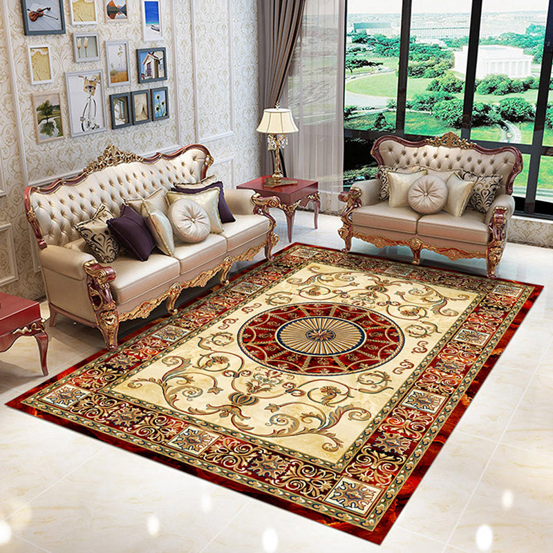 Nostalgia Ethnic Printed Rug Multicolor Polyester Area Carpet Non-Slip Backing Rug for Living Room