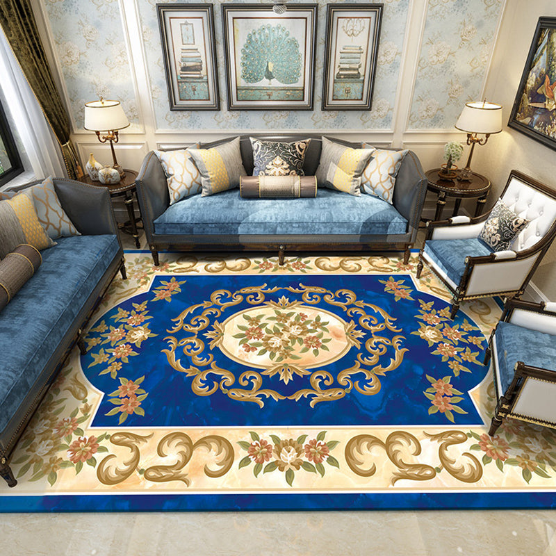 Nostalgia Ethnic Printed Rug Multicolor Polyester Area Carpet Non-Slip Backing Rug for Living Room