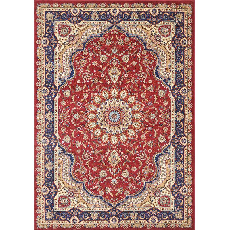 Multicoloe Antique Area Carpet Polyester Flower Indoor Rug Anti-Slip Backing Carpet for Living Room