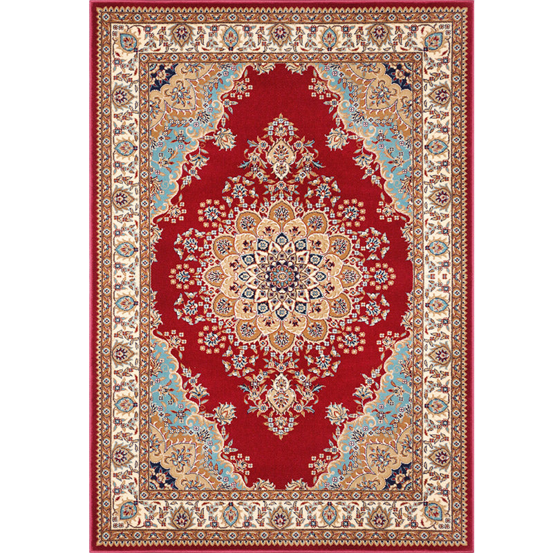 Multicoloe Antique Area Carpet Polyester Flower Indoor Rug Anti-Slip Backing Carpet for Living Room