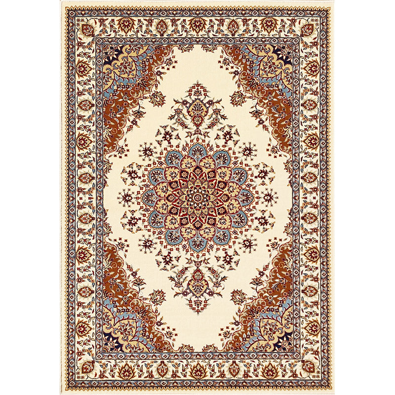 Multicoloe Antique Area Carpet Polyester Flower Indoor Rug Anti-Slip Backing Carpet for Living Room