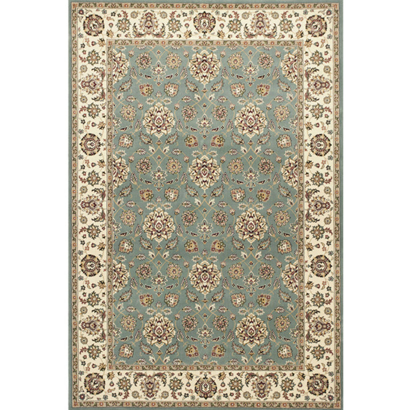 Solid Color Vintage Area Rug Polyester Floral Print Rug Anti-Slip Backing Indoor Rug for Living Room