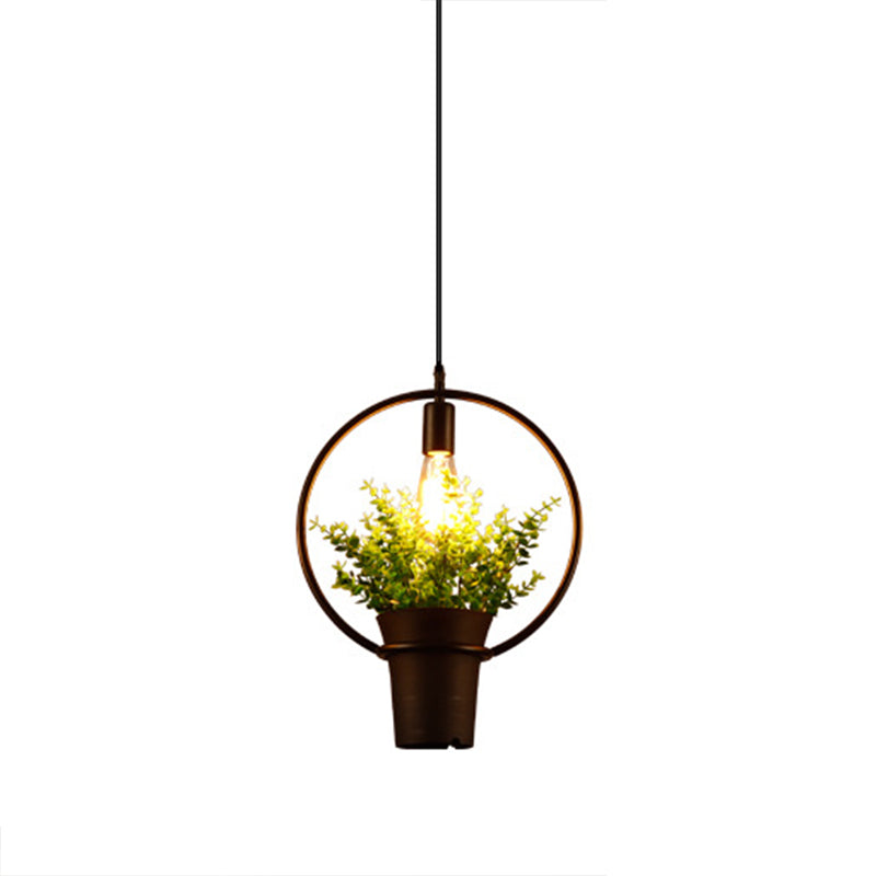 Geometrical Pendant Lighting Fixture Loft Style Black Metal Hanging Pendant Light