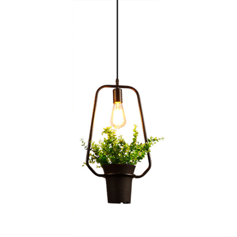 Geometrical Pendant Lighting Fixture Loft Style Black Metal Hanging Pendant Light