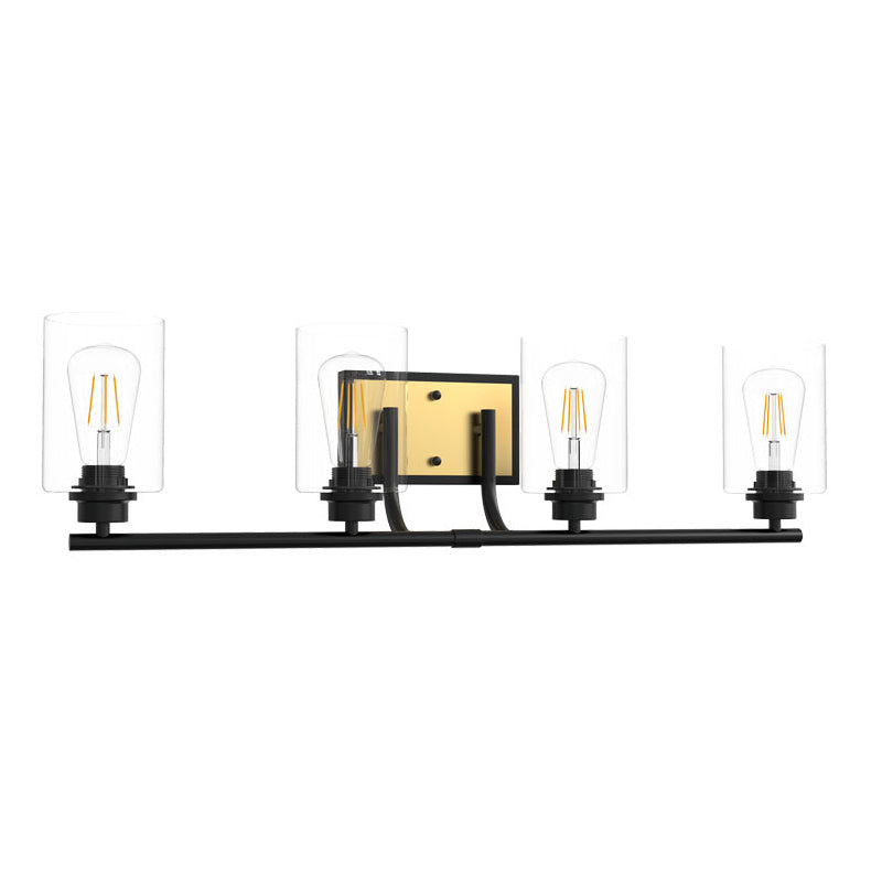 Glass Black Wall Lamp in Industrial Vintage Style Wrought Iron Wall Light for Bathroom