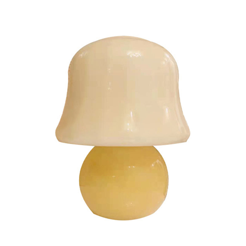 Mushroom Shaped Table Light Nordic Glass 1-Bulb Living Room Night Lamp in Yellow