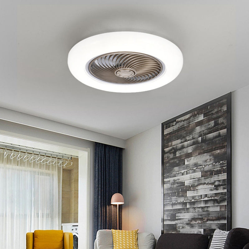 Donut Shaped Acrylic Semi Mount Lighting Simple Style LED Ceiling Fan for Dining Room